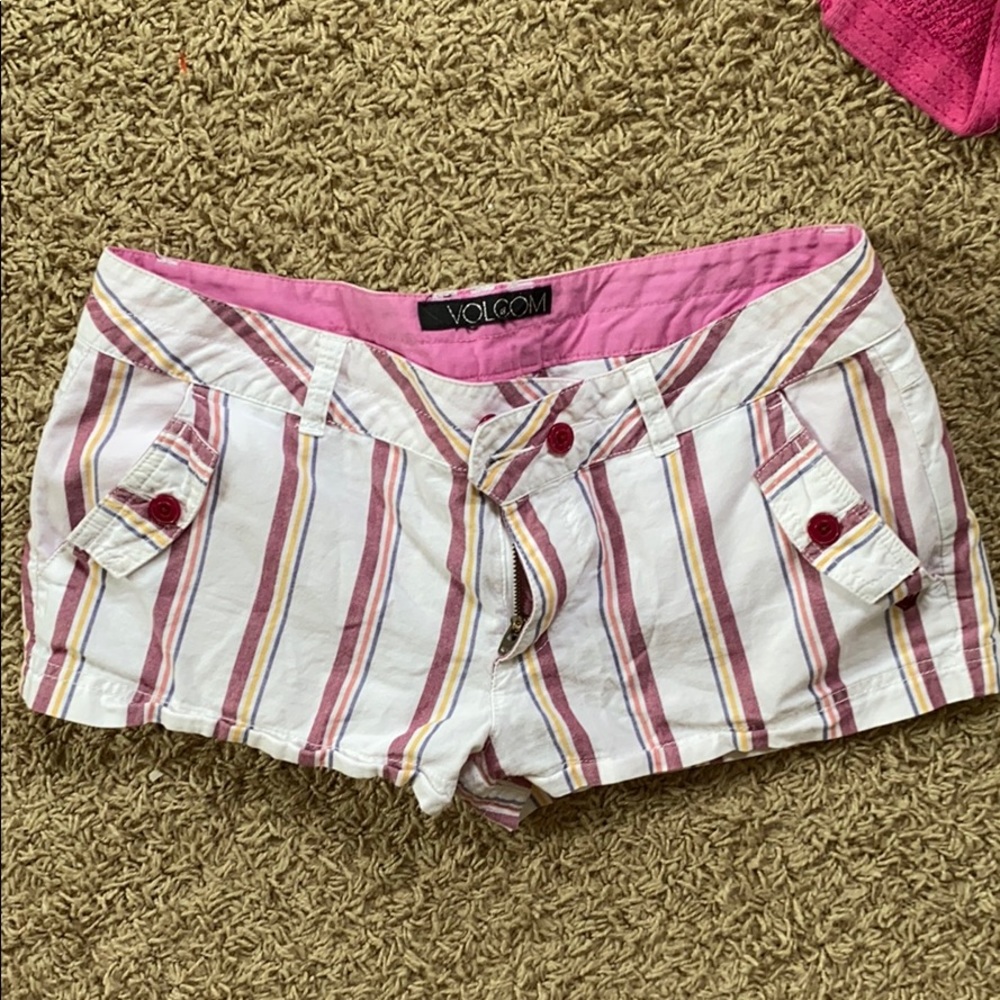 Volcom stripes surfer girl shorts
